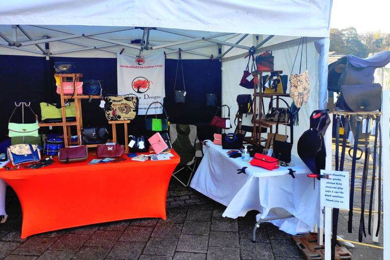 Bespoke Leather Products from Elysian Designs Cornwall, Show Stand